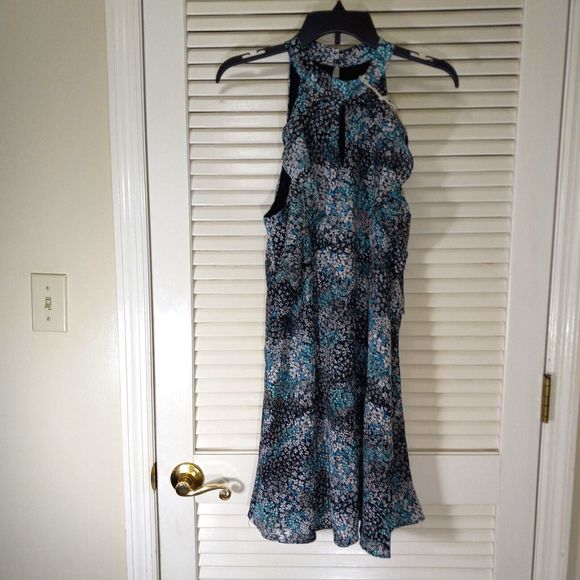 Entro Mini Dress Tunic Size Medium Lined Sleeveless Floral Design Length 34" NEW - Picture 3 of 16